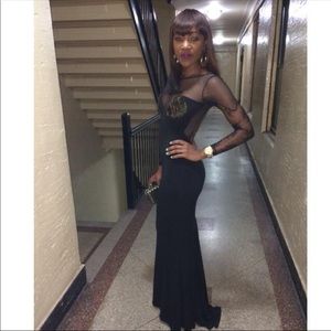 Black backless evening gown